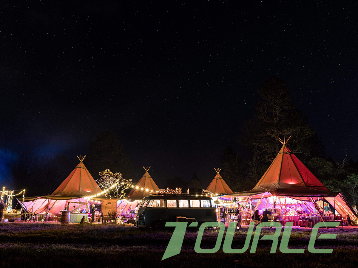 Namiot na kemping Luksusowy, duży, przestronny, wodoodporny, bawełniany, ślubny Tipi Safari Tent-tourletent (2)