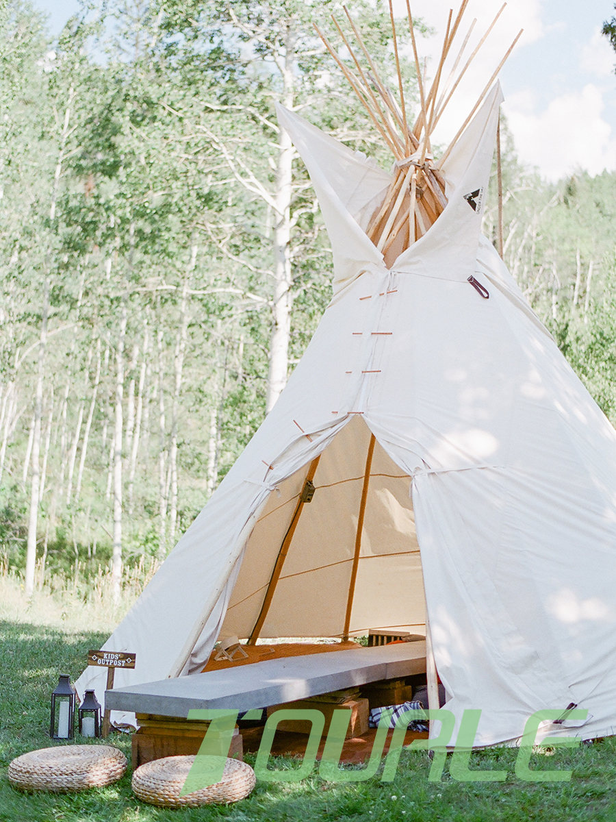 Два кампаненты палаткі Tipi Вясельная цырымонія з дзіцячай палаткай Outpost Outdoor Luxury tents-tourletent (5)