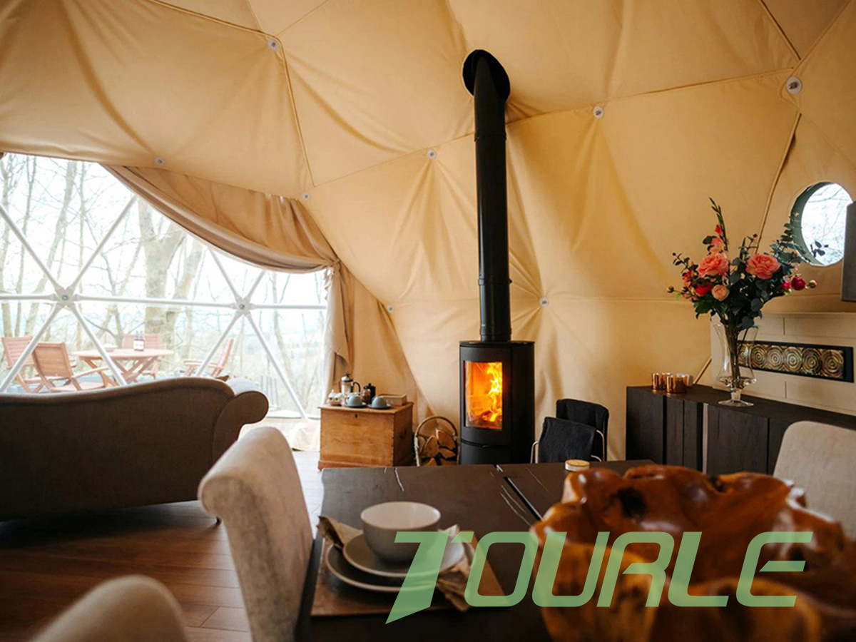 Aluminum alloy frame glass geodesic dome tent PVC with insulation insulation For resort hotel guest room (3)